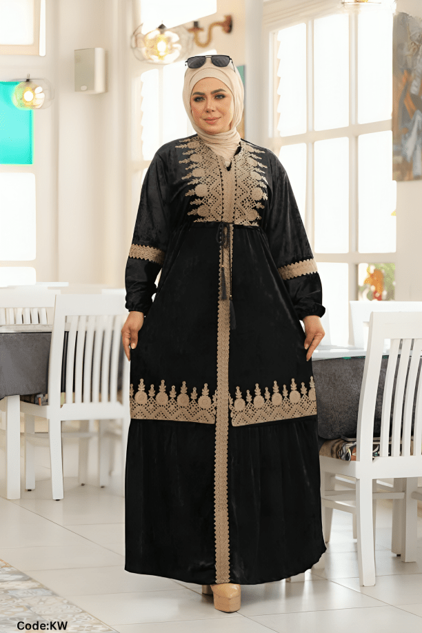 جلابية سالي - قطيفة مخمل ناعم شتاء 2025