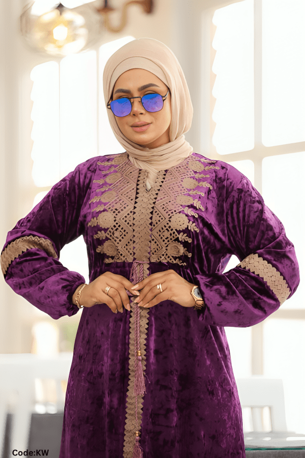 جلابية سالي - قطيفة مخمل ناعم شتاء 2025