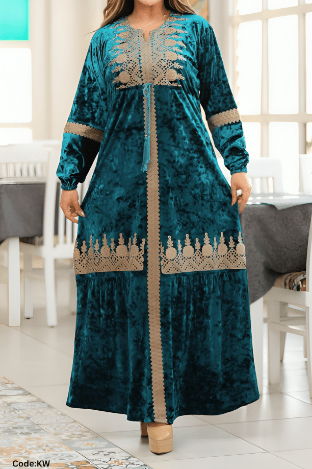 جلابية سالي - قطيفة مخمل ناعم شتاء 2025