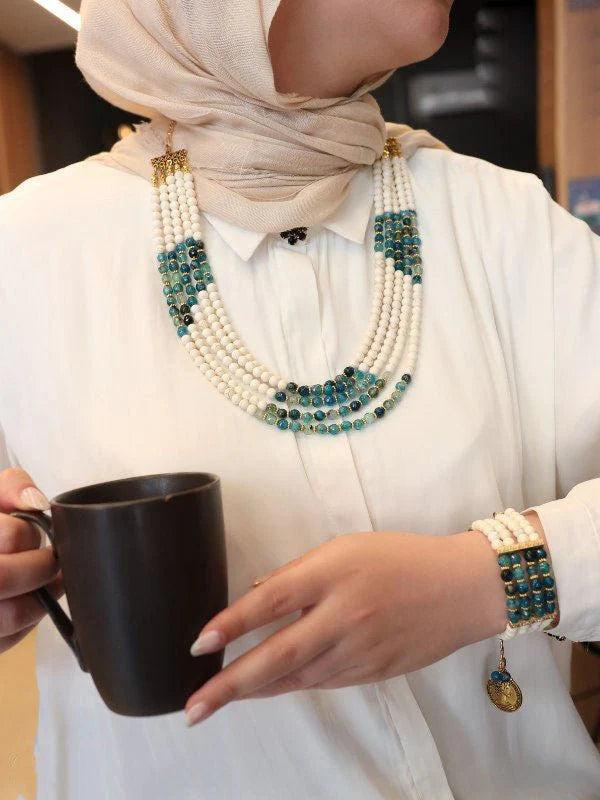 طقم ريتال من حجر العقيق والفيروز