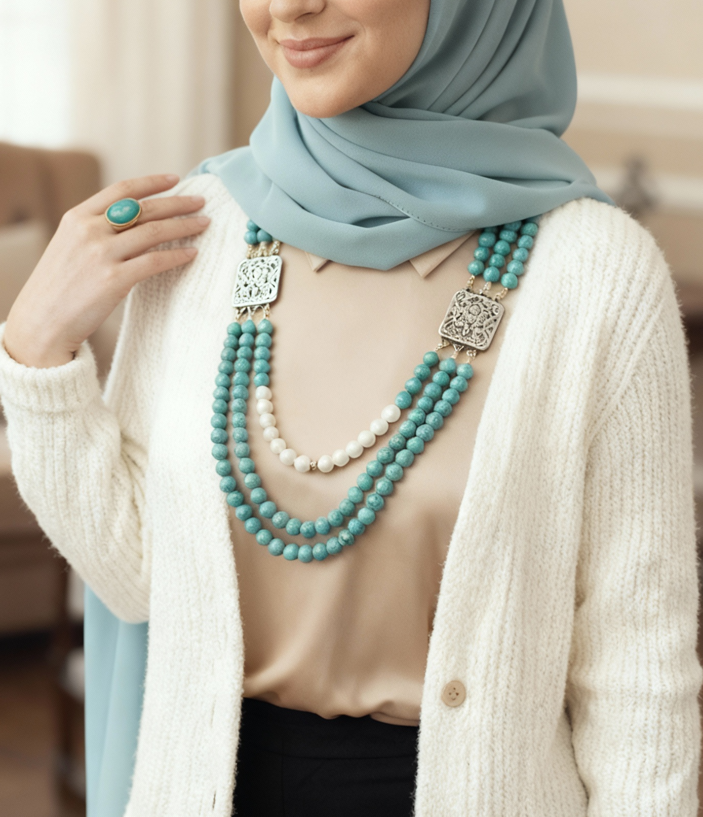 طقم وداد العربي - باحجار اللؤلؤ والعقيق