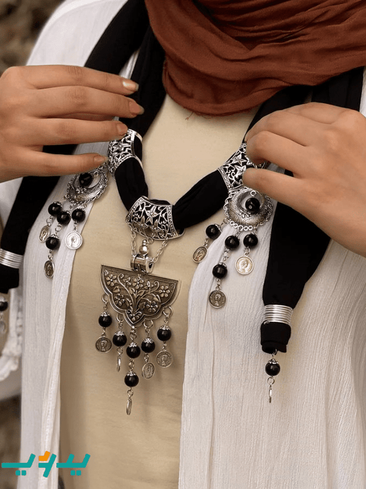 شال قبة نوره – أسود بأحجار العقيق