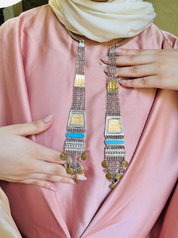 طقم عربي فخم أسوارة و عقد مطلي ذهب و فضة