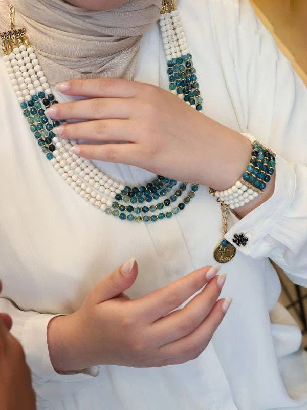 طقم ريتال من حجر العقيق والفيروز