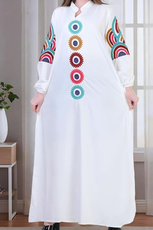 جلابية ريحانة - أبيض، عنابي، كحلي، ازرق وأصفر (7574100345046)