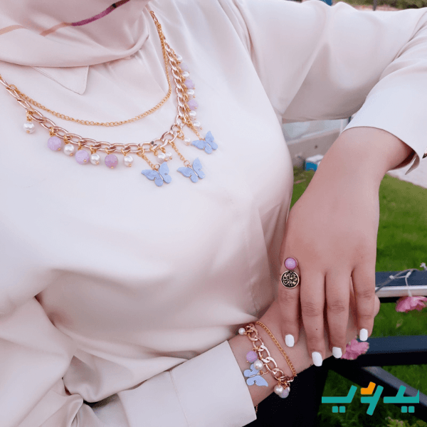 طقم سارا بالعقيق - مطلي بماء الذهب