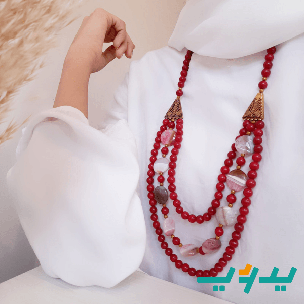 عقد مرام الراقي - عقيق أحمر