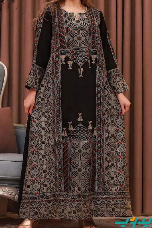 جلابية مكة - باللون الأسود والبيج (7704000528598)