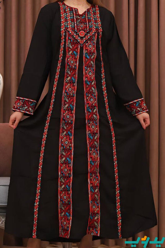جلابية مسرة - باللون الأسود والأحمر (7704004231382)