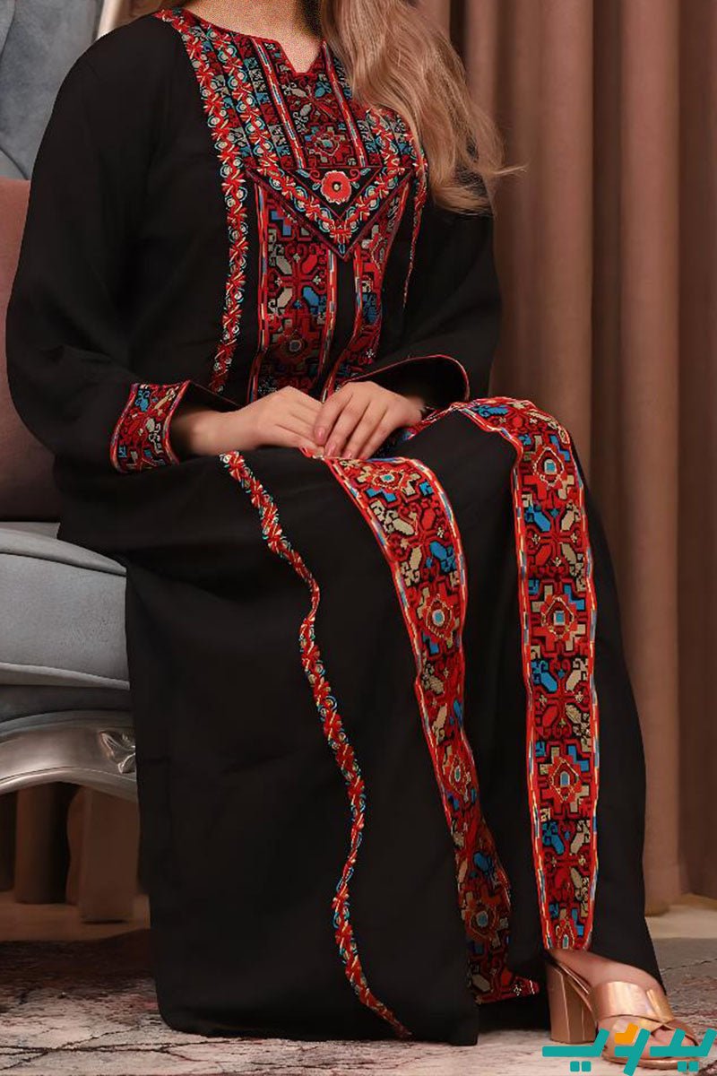 جلابية مسرة - باللون الأسود والأحمر (7704004231382)