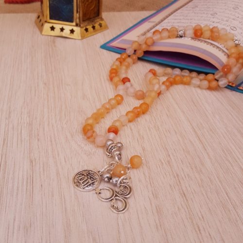 مِسبحة حور الراقية – عقيق برتقالي ملون (7550704910550)