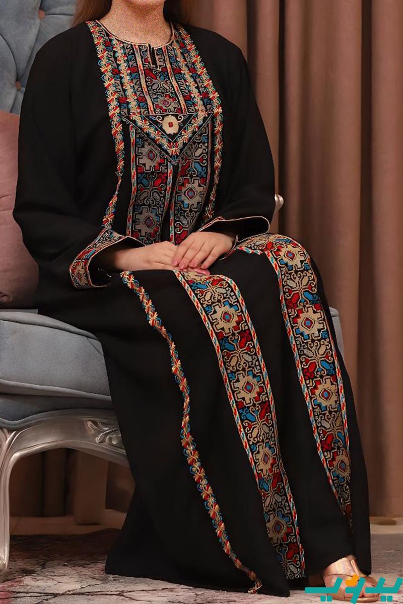 جلابية مسرة - باللون الأسود والبيج (7704006525142)