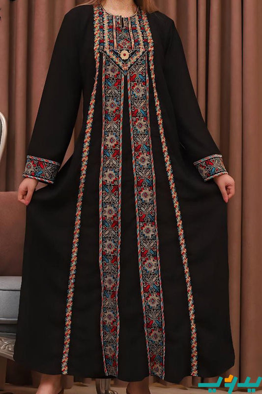 جلابية مسرة - باللون الأسود والبيج (7704006525142)