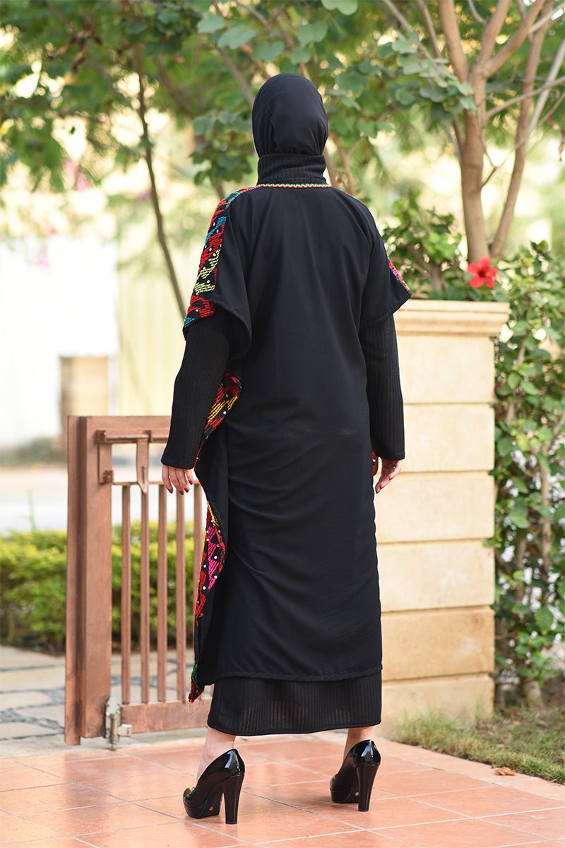 عباية ياسمينة - كريب أسود ملون
