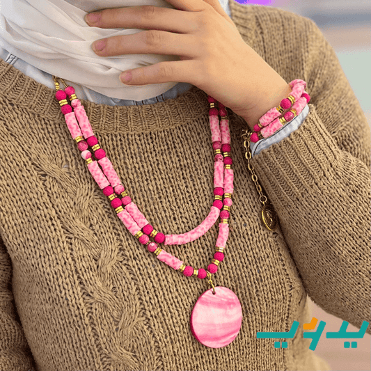 طقم روزالينا من الربر الروز- مطلي بماء الذهب