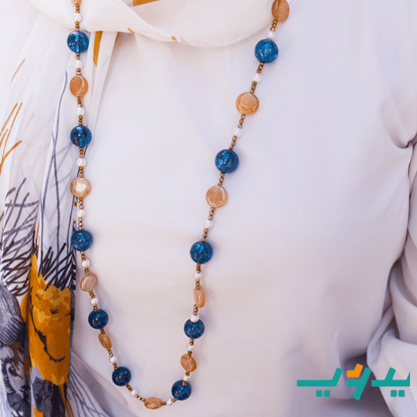 عقد سندس من العقيق - مطلي بماء الذهب