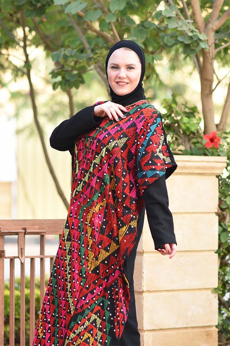 عباية ياسمينة - كريب أسود ملون
