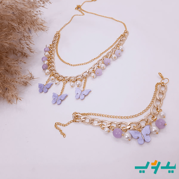 طقم سارا بالعقيق - مطلي بماء الذهب