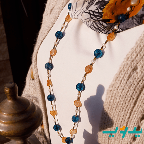 عقد سندس من العقيق - مطلي بماء الذهب