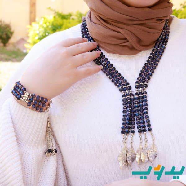 طقم الكريستال الأنيق - كريستال كحلي