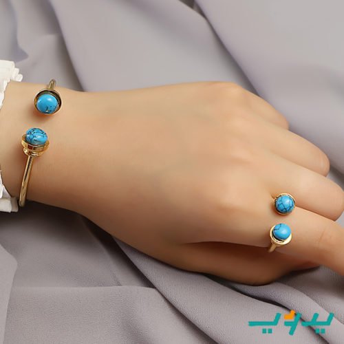 طقم الرقة الفيروزي – مطلي بماء الذهب (7563035214038)
