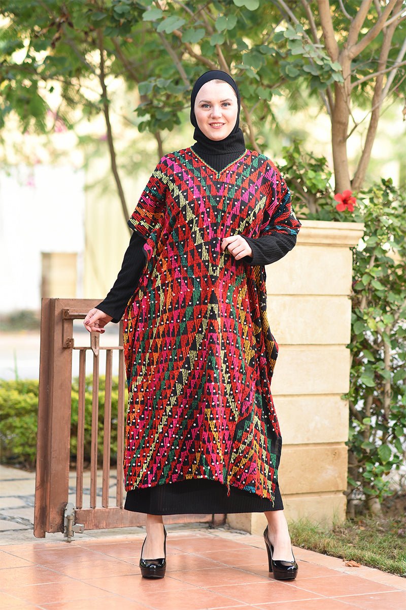 عباية ياسمينة - كريب أسود ملون
