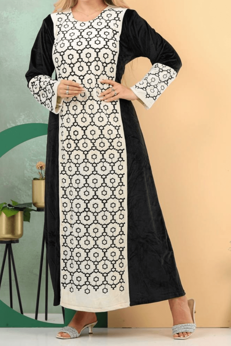 جلابية هدى بتصميم زهور - قطبفة