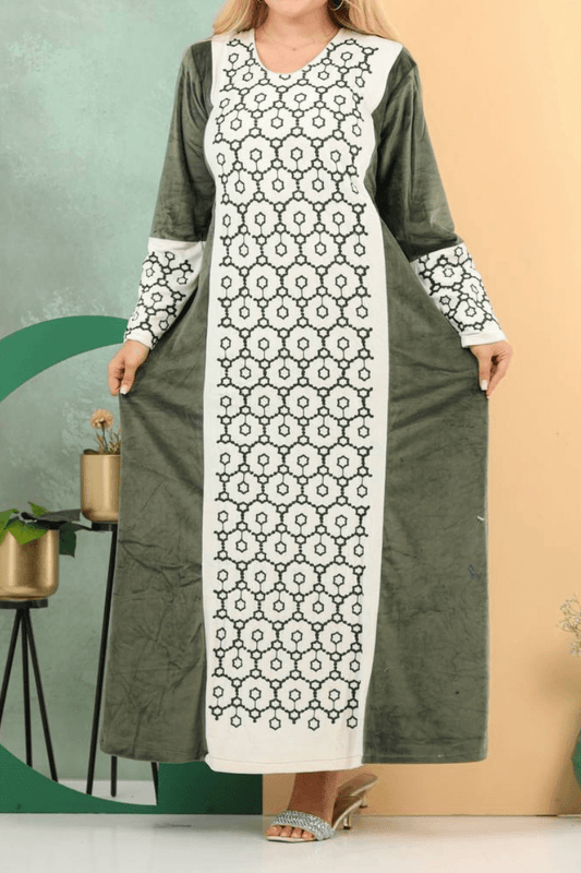 جلابية هدى بتصميم زهور - قطبفة