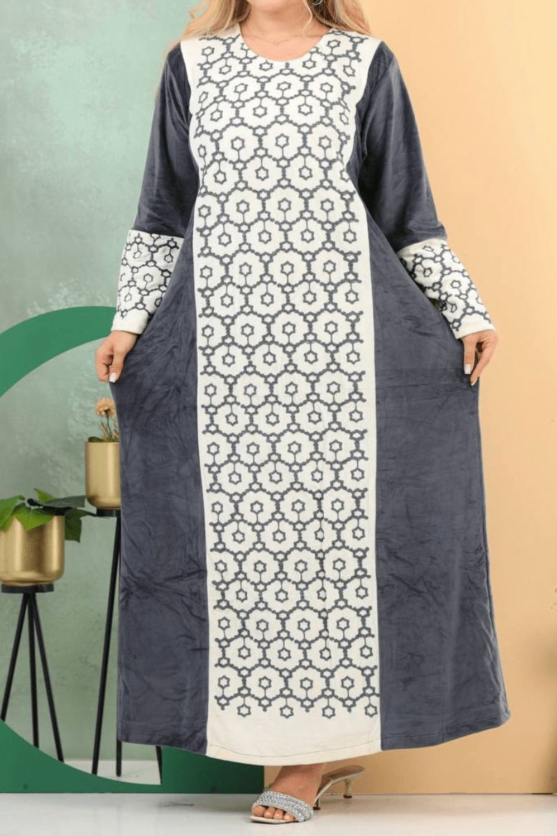 جلابية هدى بتصميم زهور - قطبفة