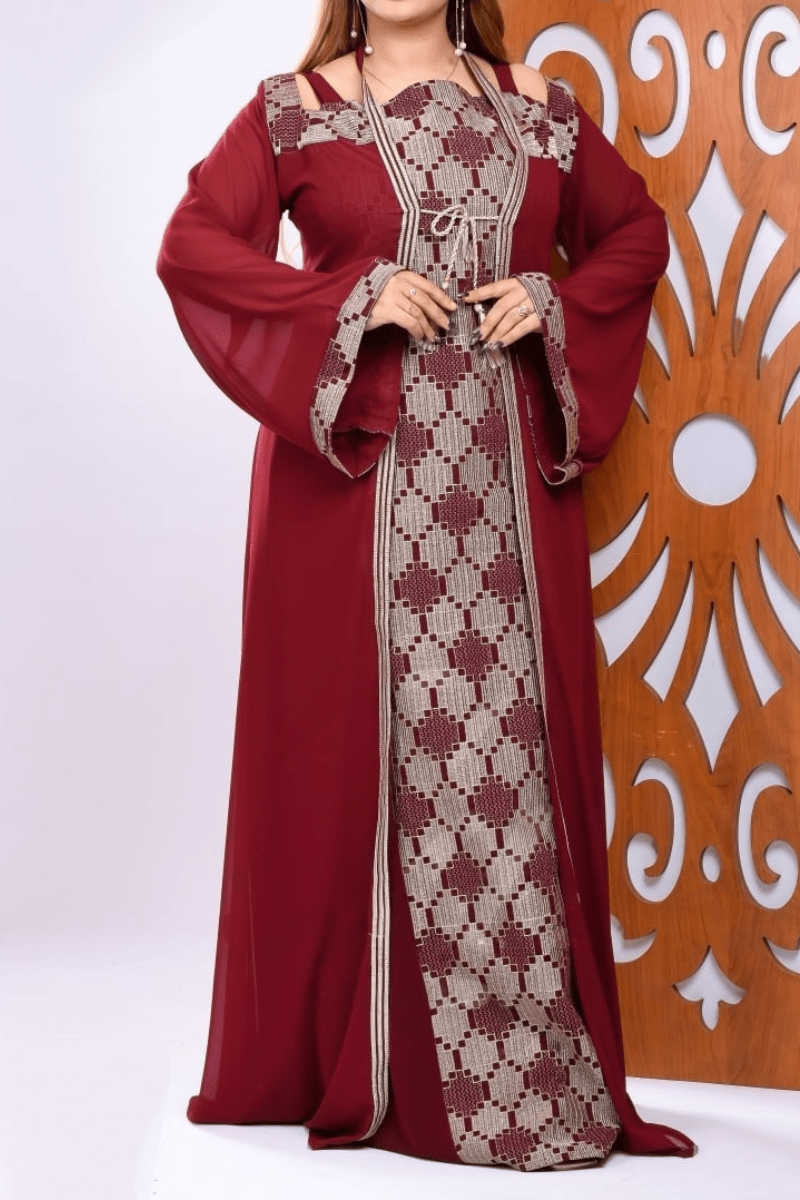 طقم عباية استقبال رولا - شيفون و كريب