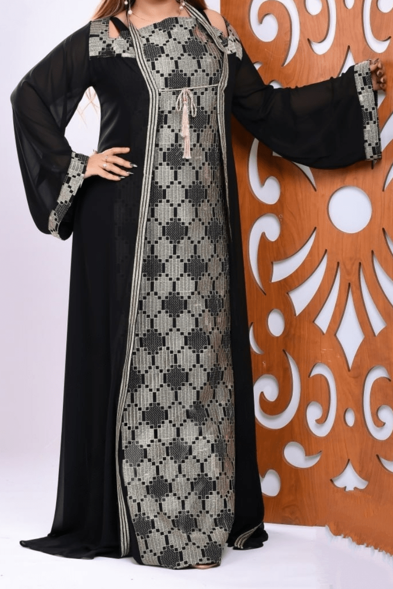 طقم عباية استقبال رولا - شيفون و كريب