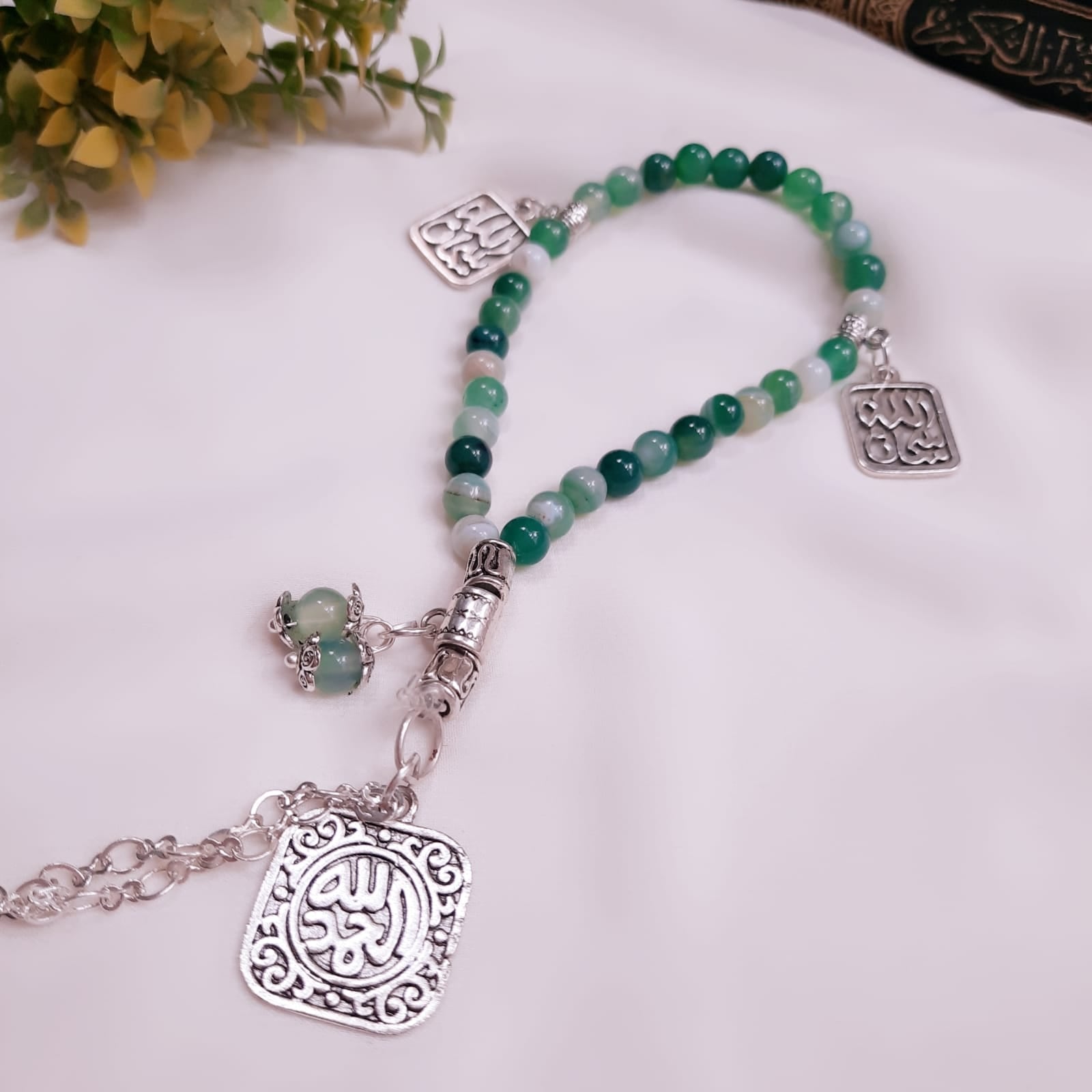 مِسبحة الحمدلله – عقيق أخضر (7588585996502)