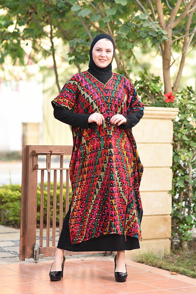 عباية ياسمينة - كريب أسود ملون