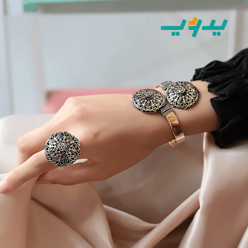 طقم الزهور الفيروزية المزخرفة – نحاس (7567118336214)
