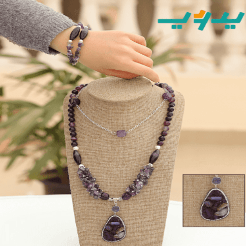 طقم حورية البحر الراقي – عقيق تورماليني و كسر صدف (7563777605846)