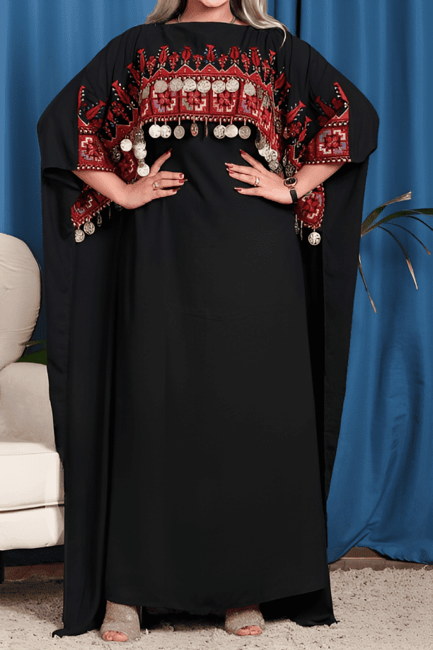 عباية كريب مطرزه يدويا
