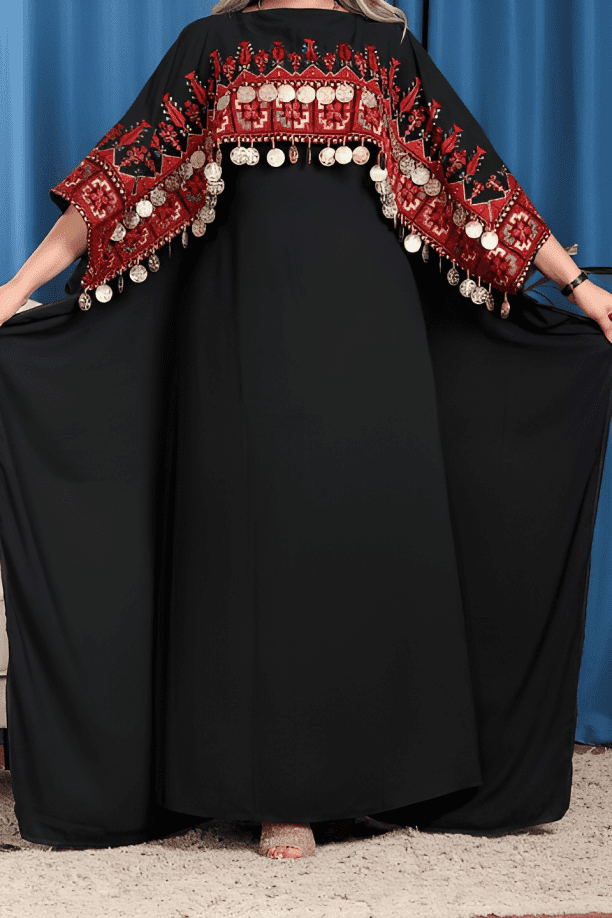 عباية كريب مطرزه يدويا