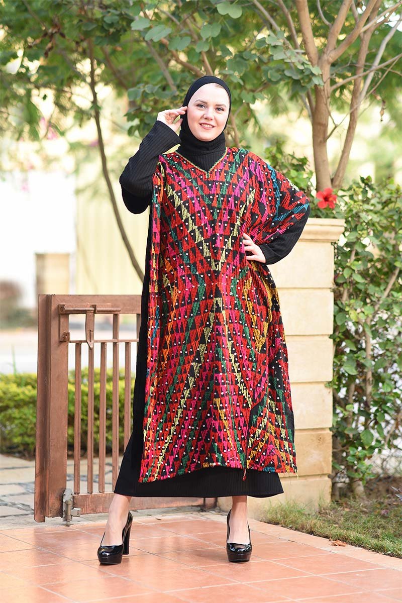 عباية ياسمينة - كريب أسود ملون