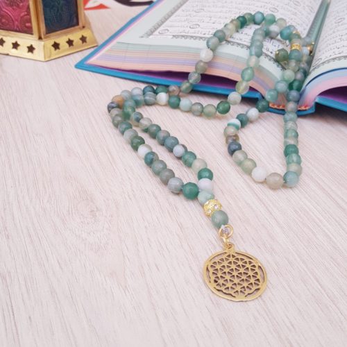 مِسبحة السلام – عقيق أخضر و نحاس (7550717493462)