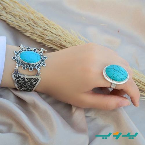 طقم السلطانة هُيام – فيروزي و مطلي بماء الفضه (7563085381846)