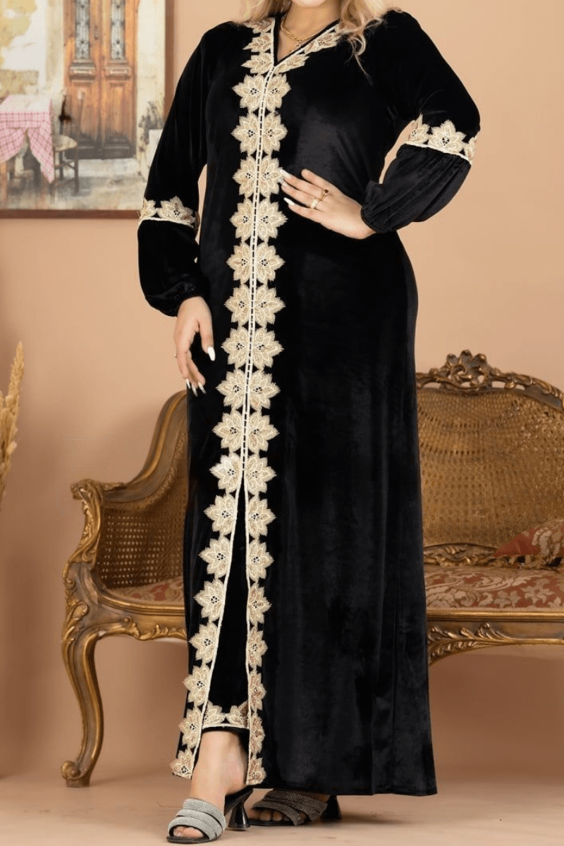 طقم جلابية الزهور - قطيفة عالي الجودة