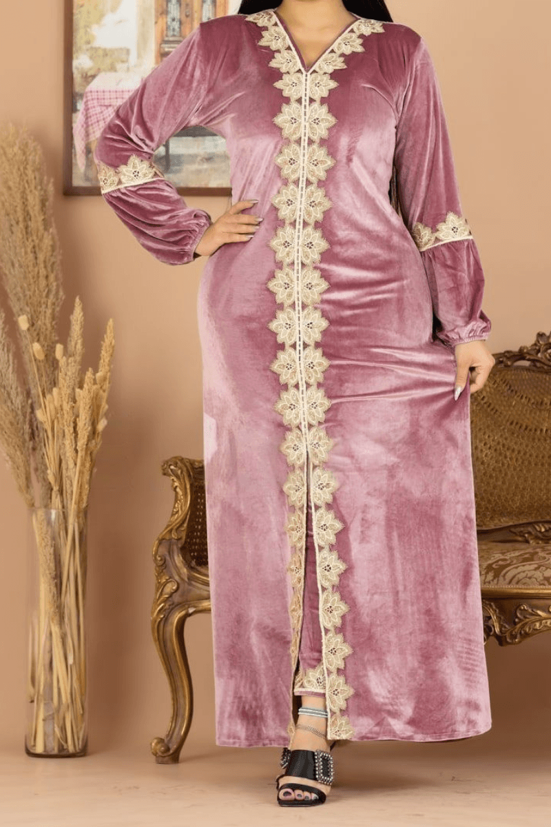 طقم جلابية الزهور - قطيفة عالي الجودة