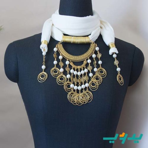 شال رقبه بالعقد و دلايات اللؤلؤ – أبيض (7550575083734)