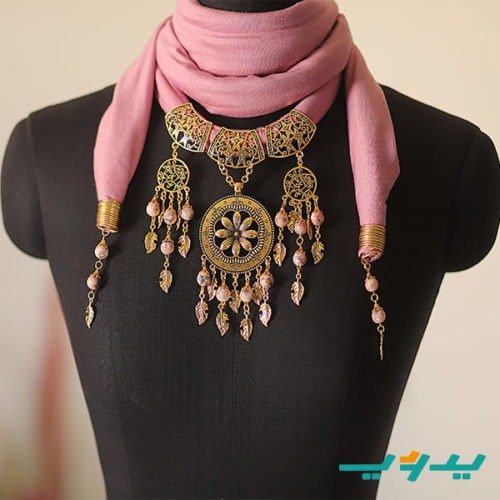شال رقبه بعقد الوردة العربي – كشمير فاتح (7550572298454)